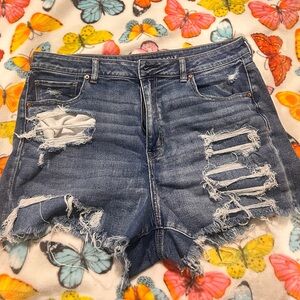 American Eagle Outfitters Distressed Blue Denim Shorts
